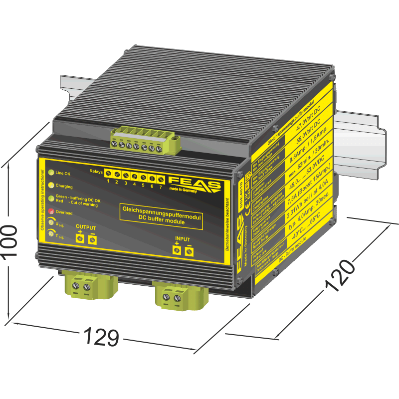 Dimensions Puffermodul SSE4810 - DC-USV mit Superkondensatoren